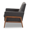 Baxton Studio Perris Dark Grey Upholstered Walnut Wood Lounge Chair 150-8742